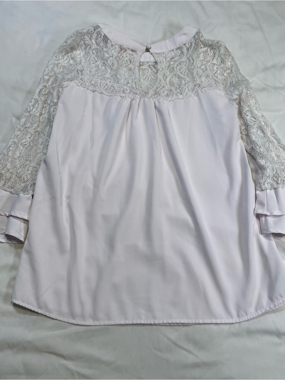 Mazik White Lace Blouse Romantic Cottagecore Coquette Boho Bell Sleeve Top Sz M - Picture 8 of 10